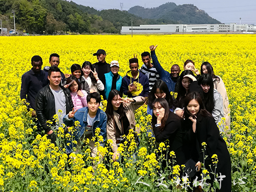 我校留学生走进花海 感受江南春景